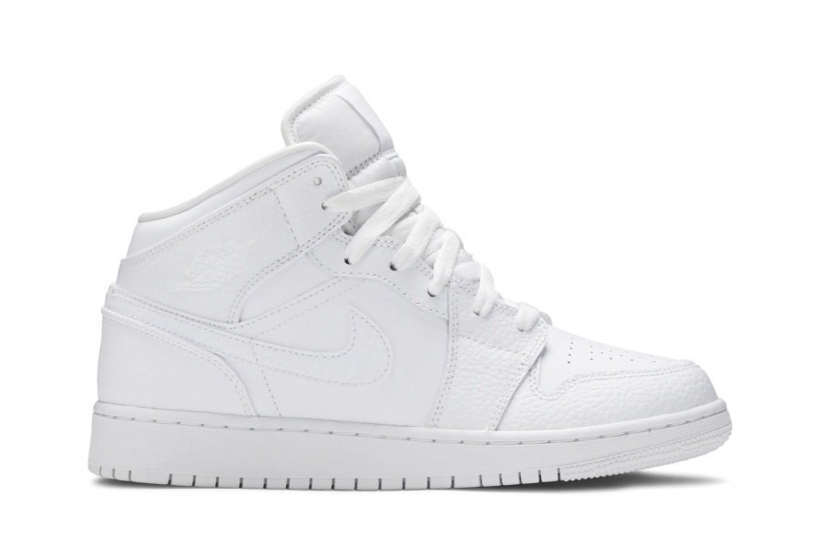 Air Jordan 1 Mid Gs троен бял