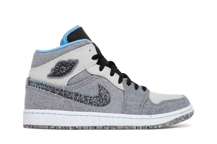 Air Jordan 1 среден кратер сиво университетско синьо