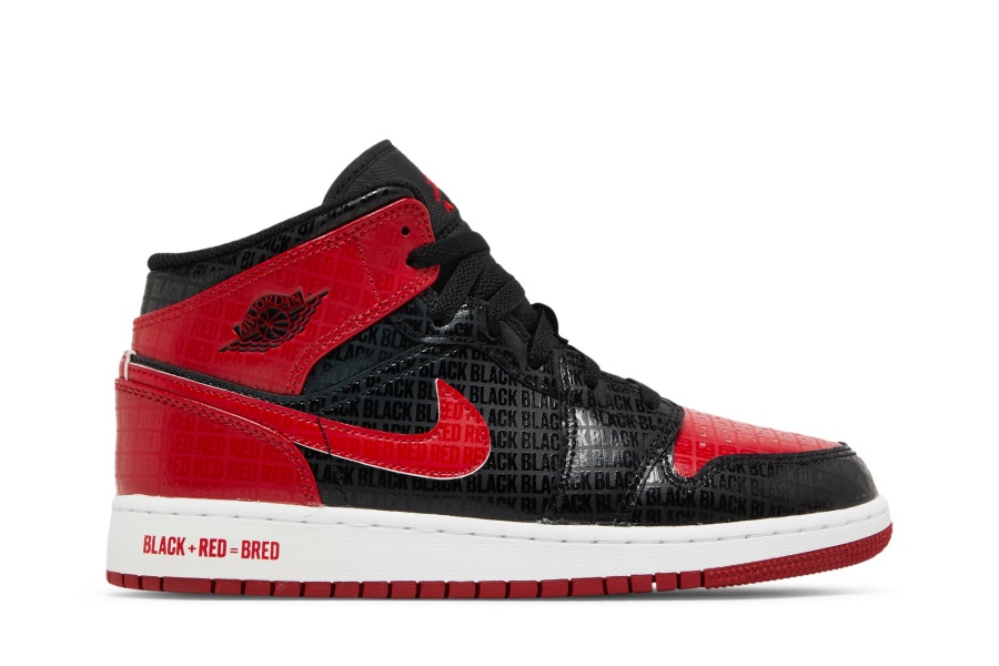 Air Jordan 1 Mid Ss Gs Black Red Bred