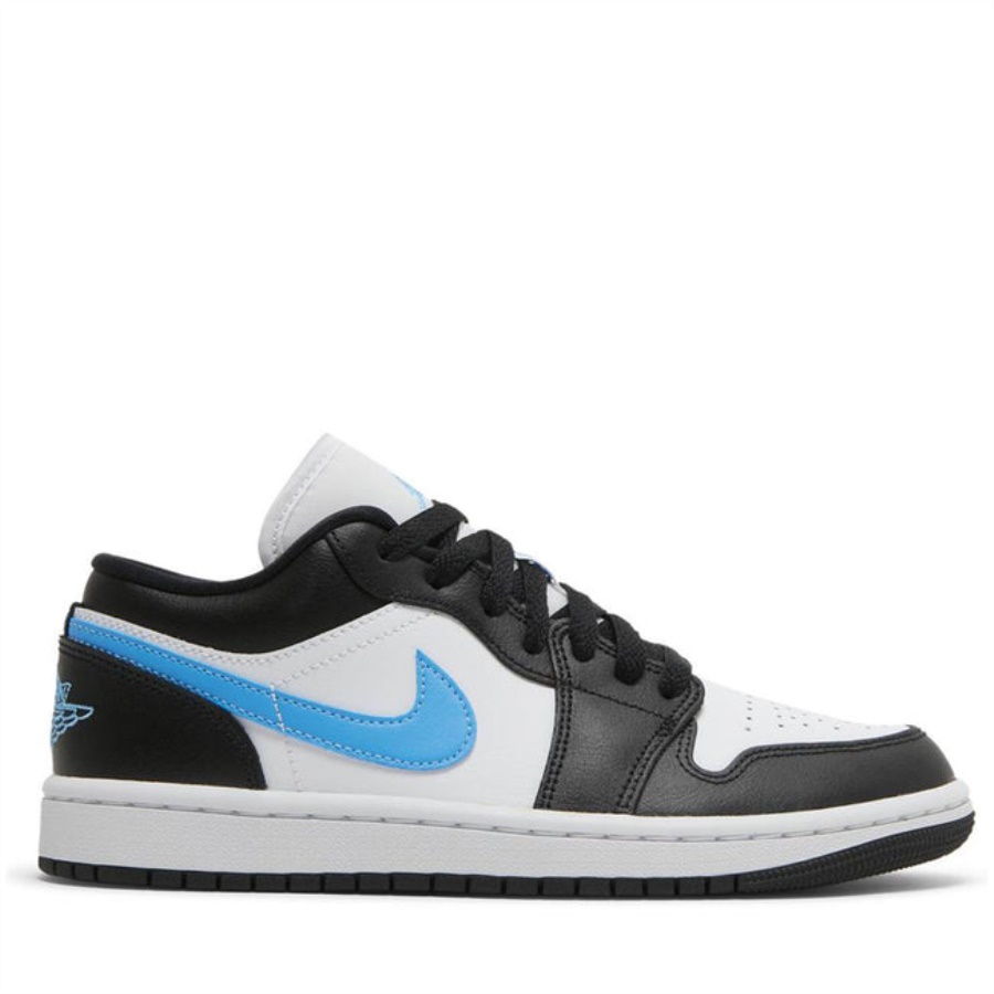 Air Jordan 1 ниско черно университетско синьо бяло (w)