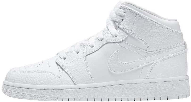 Nike Boys Air Jordan 1 Mid Gs Sneaker White-white 7 Big Kids