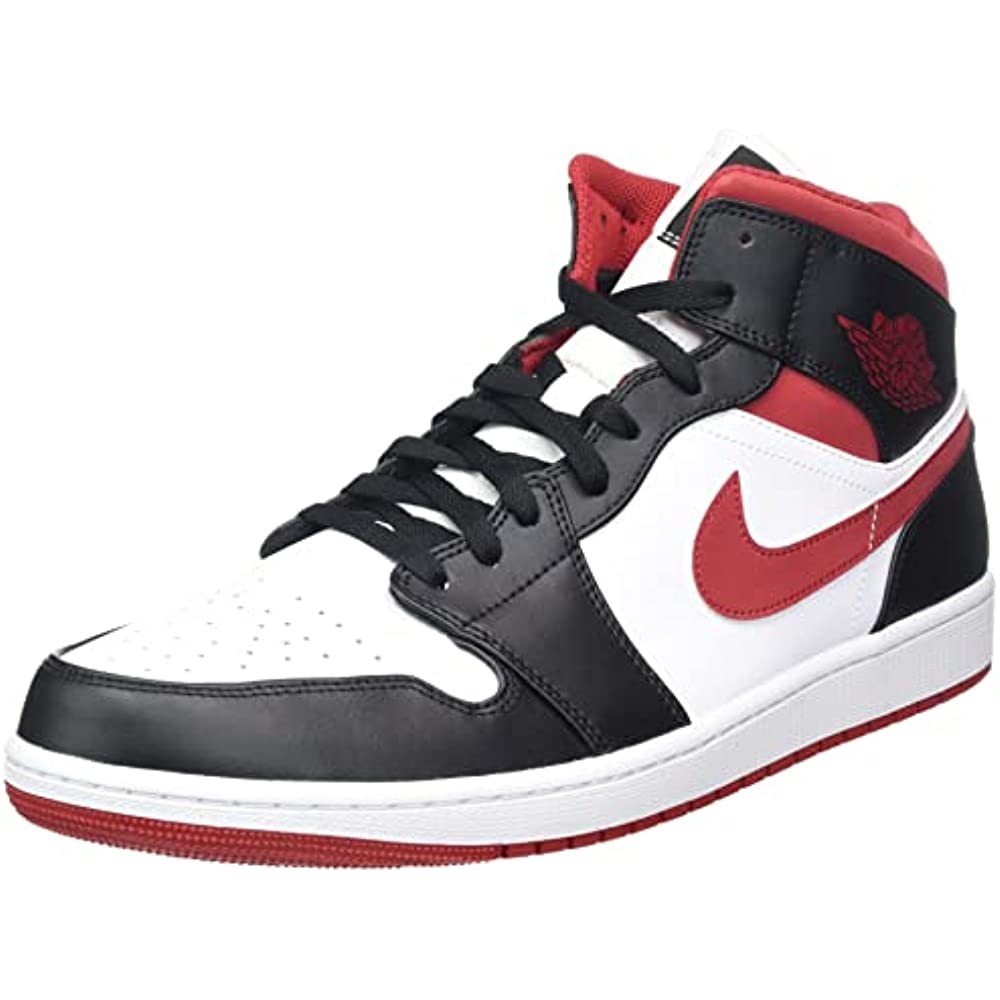 Youth Air Jordan 1 Mid Gs 554725 бяло-фитнес червено-черно