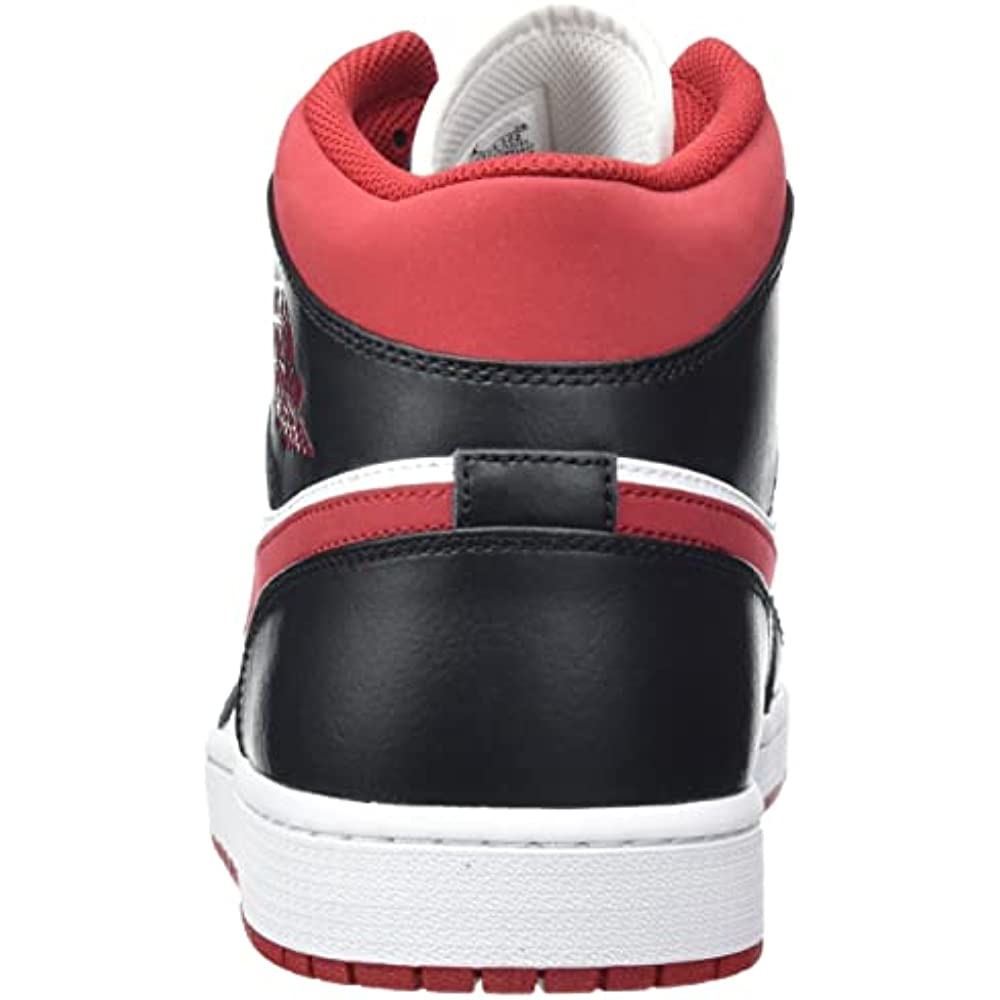 Youth Air Jordan 1 Mid Gs 554725 бяло-фитнес червено-черно