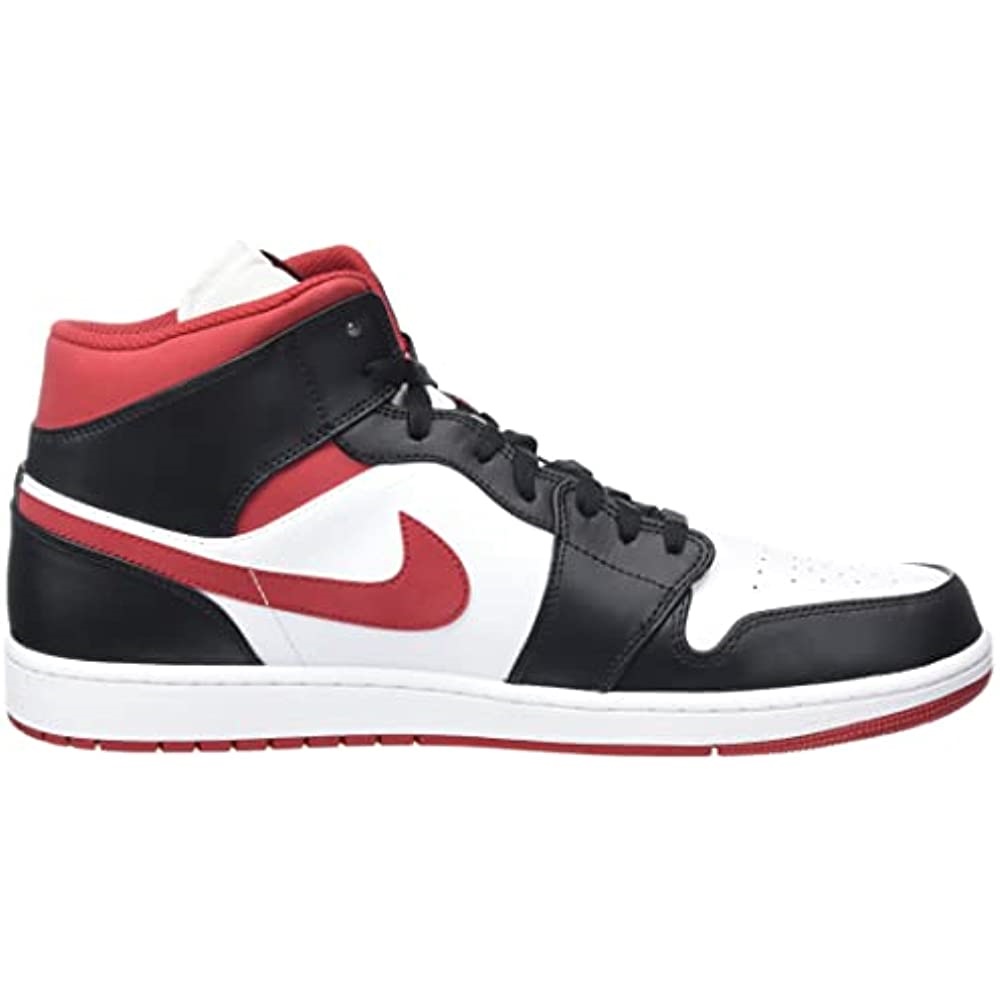 Youth Air Jordan 1 Mid Gs 554725 бяло-фитнес червено-черно